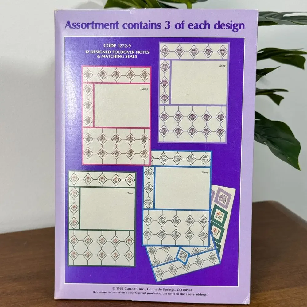Vintage Current Just-a-Note Forever Flowers Note Cards Matching Seals Fold Over